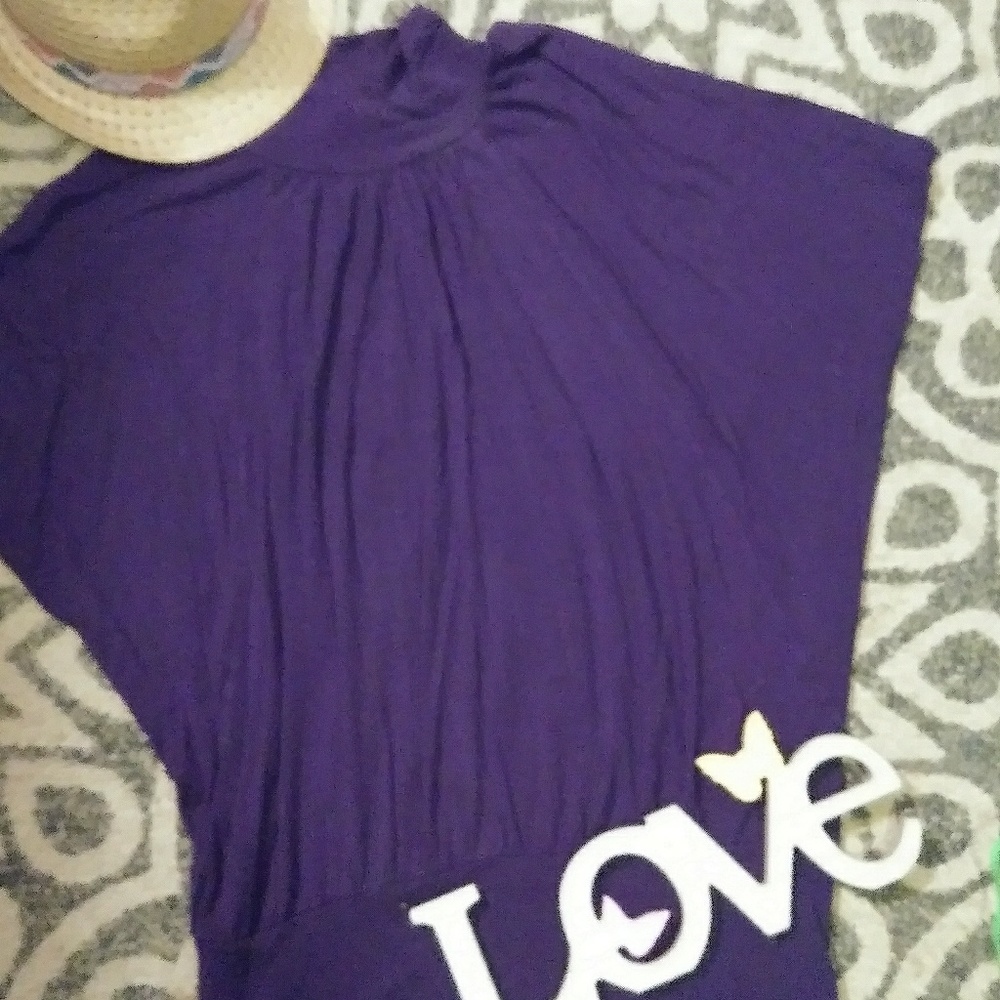 Plum purple, sleeveless, mock neck shirt
